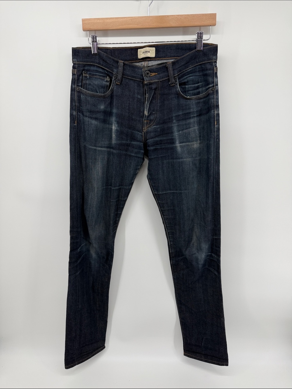 Baldwin Distressed Denim Jeans in Dark Wash 31 A4